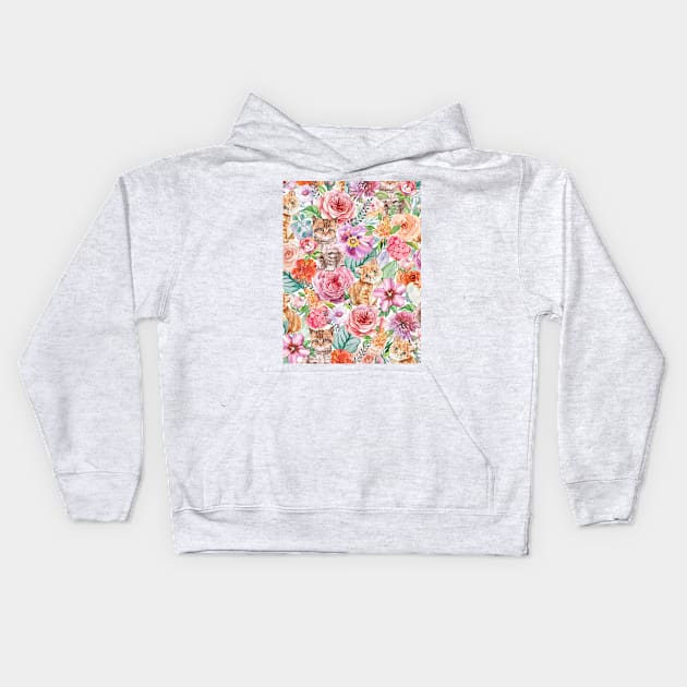 Kittens in flowers IV Kids Hoodie by CatyArte